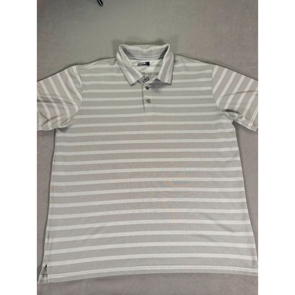 Bolle Men’s Gray Striped Polo Golf Shirt- XXL